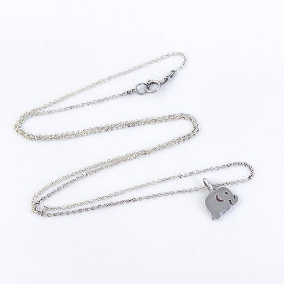 Vintage Sterling Silver 925 Elephant Charm Cable Chain Necklace 18" - Picture 2 of 5